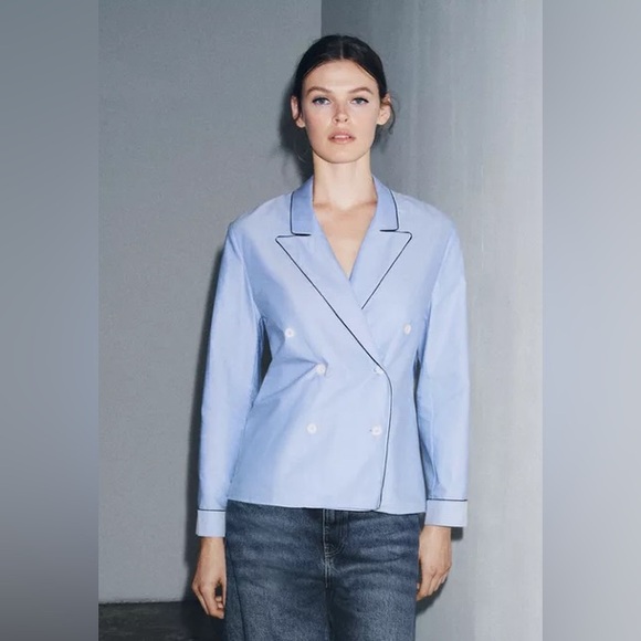 Zara Tops - Zara Collection Contrast Piping Wrap Shirt | NWT
